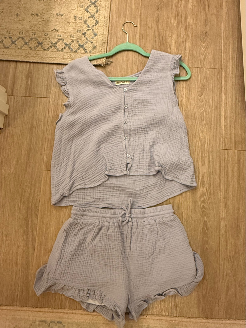 Light Blue Button-Front Cotton Gauze set